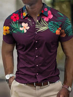 Camisa de manga corta para hombre con estampado floral de Vanthea