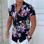 Camisa De Manga Corta Para Hombre Con Estampado Floral Tropical De Vanthea