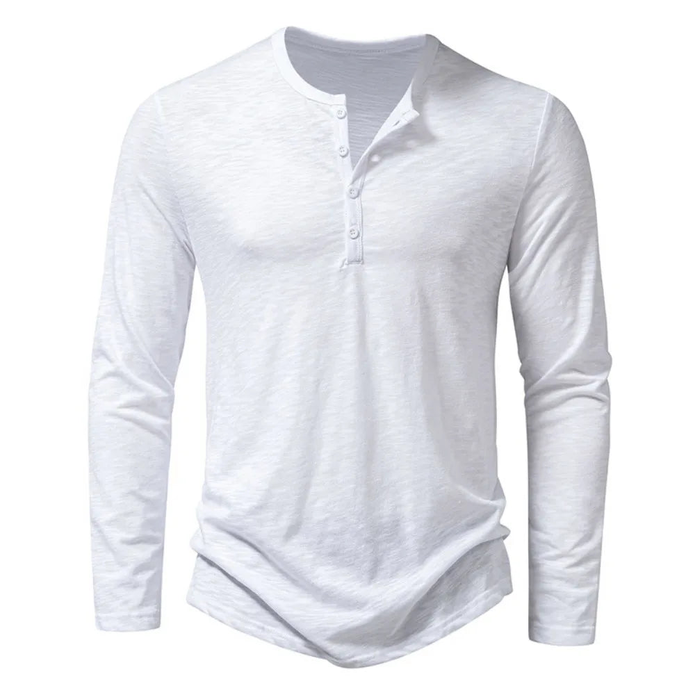 Camiseta de manga larga con cuello Henley para hombre de Vanthea