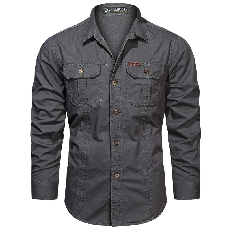 Camisa de manga larga con múltiples bolsillos para hombre Vanthea