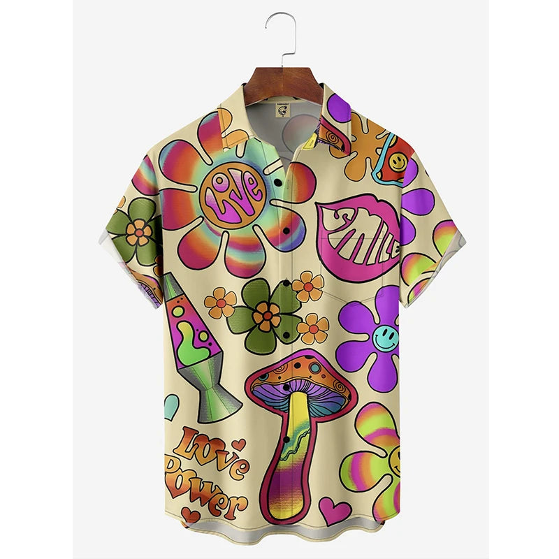 Camisa Masculina Floral Hawaiana Playa Vanthea