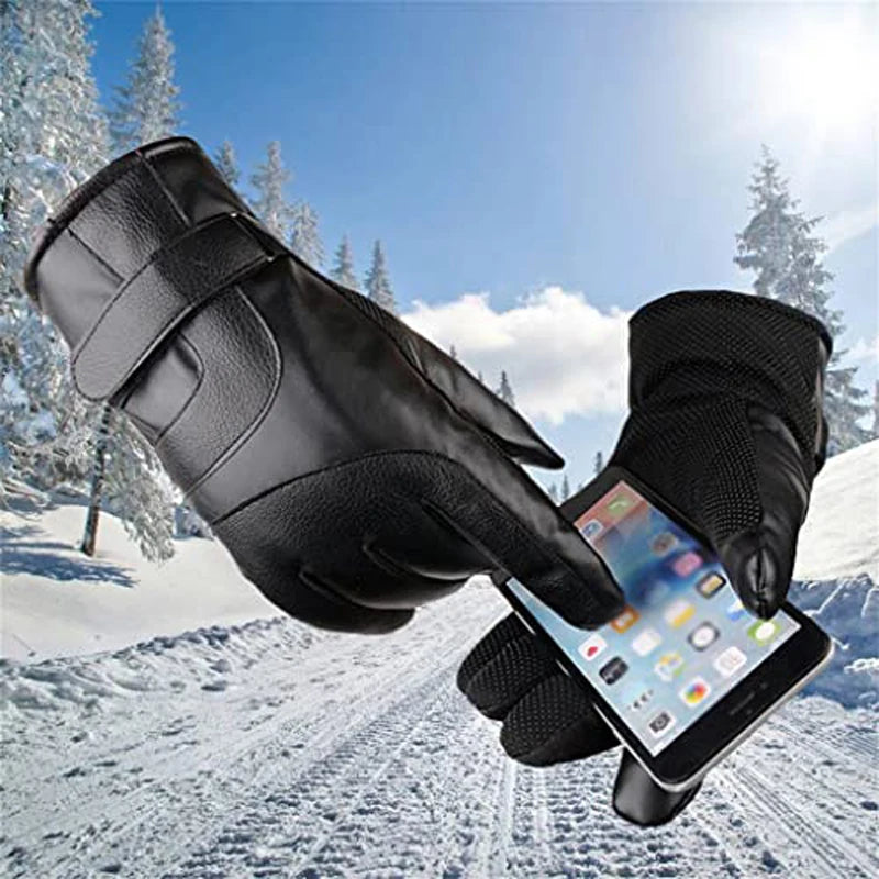 Guantes Masculinos De Cuero Táctiles Impermeables Invierno Vanthea
