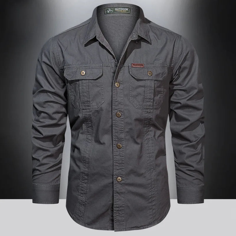 Camisa de manga larga con múltiples bolsillos para hombre Vanthea