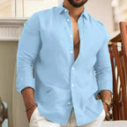 Camisa clásica de lino de manga larga para hombre Vanthea