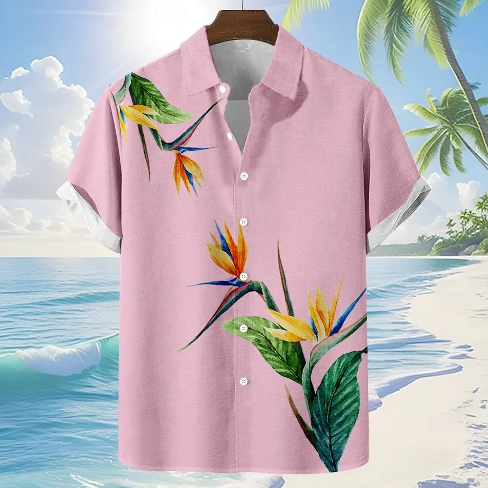 Camisa de manga corta para hombre con estampado floral tropical Vanthea