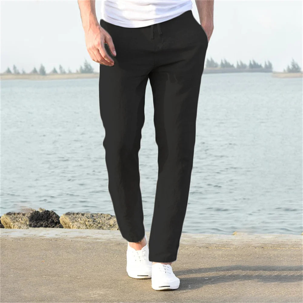 Pantalones Masculinos De Lino Transpirables Vanthea