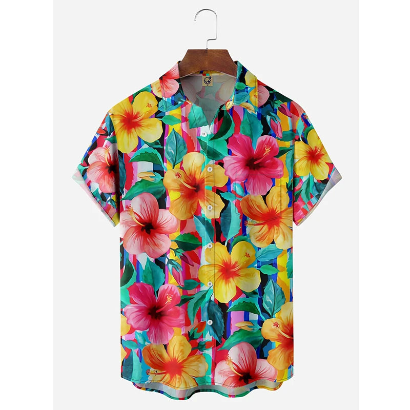 Camisa Masculina Floral Hawaiana Playa Vanthea