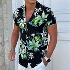 Camisa De Manga Corta Para Hombre Con Estampado Floral Tropical De Vanthea
