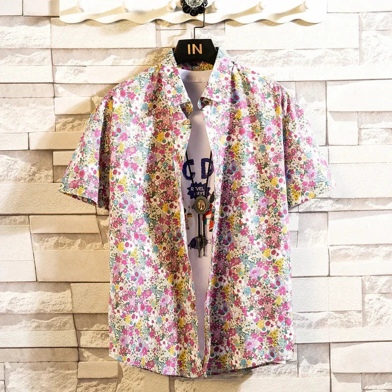 Camisa de manga corta para hombre con estampado hawaiano de Vanthea