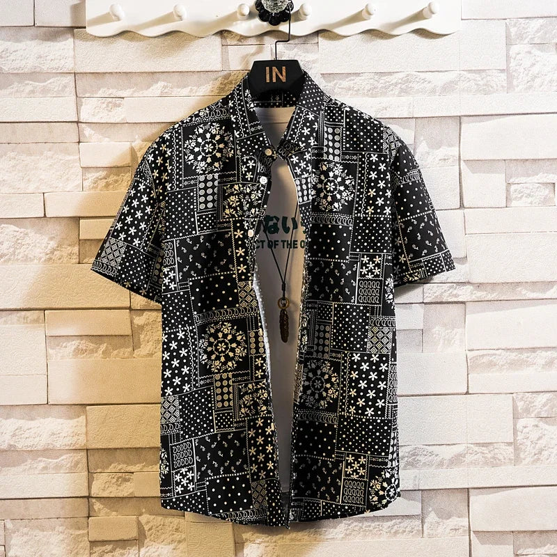 Camisa de manga corta para hombre con estampado hawaiano de Vanthea