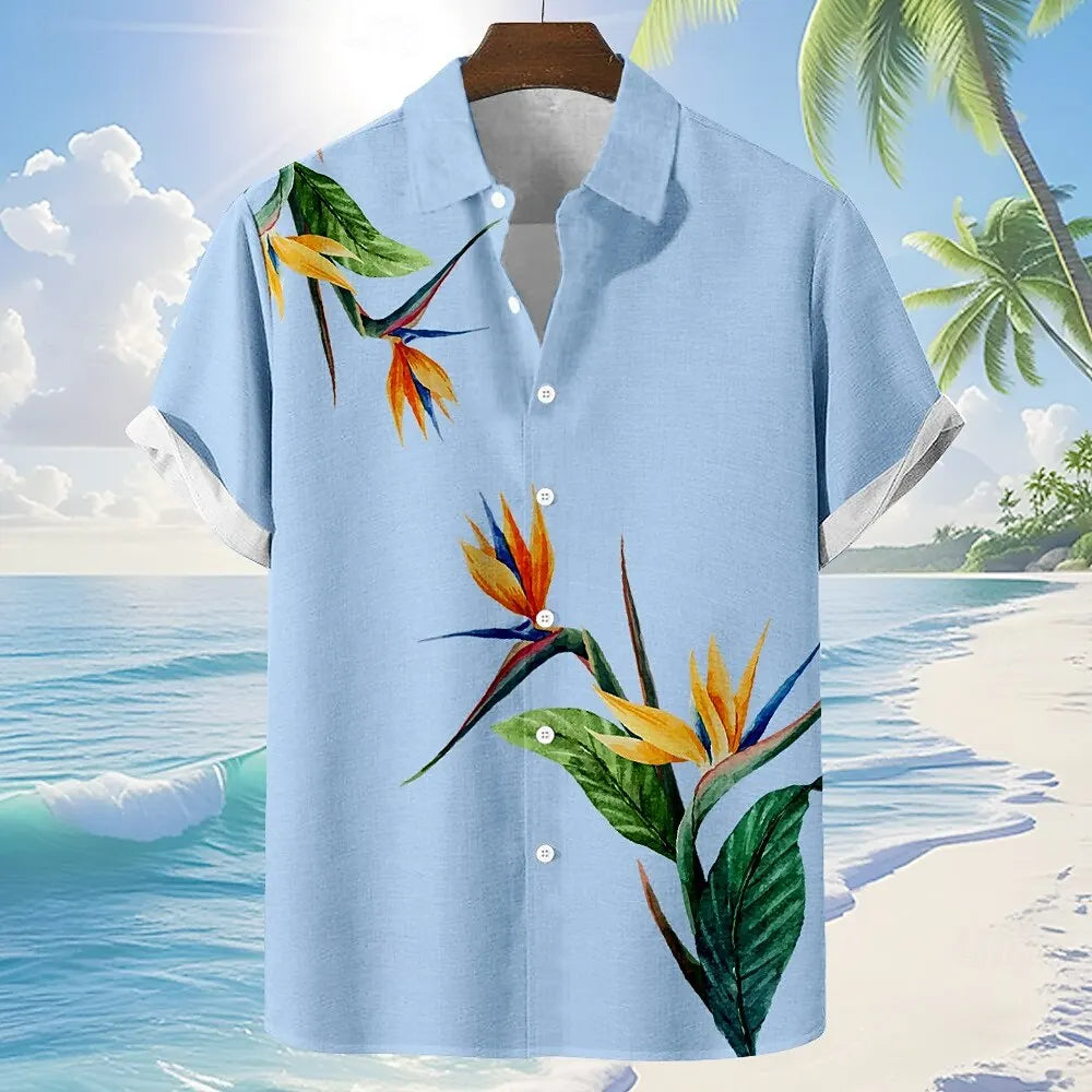 Camisa de manga corta para hombre con estampado floral tropical Vanthea