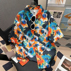 Camisa Masculina Floral Retro Suelta Playa Vanthea