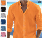 Camisa clásica de lino de manga larga para hombre Vanthea