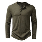 Camiseta de manga larga con cuello Henley para hombre de Vanthea