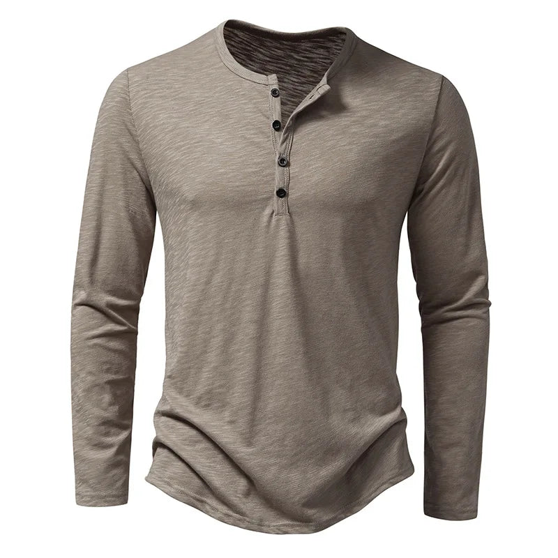 Camiseta de manga larga con cuello Henley para hombre de Vanthea