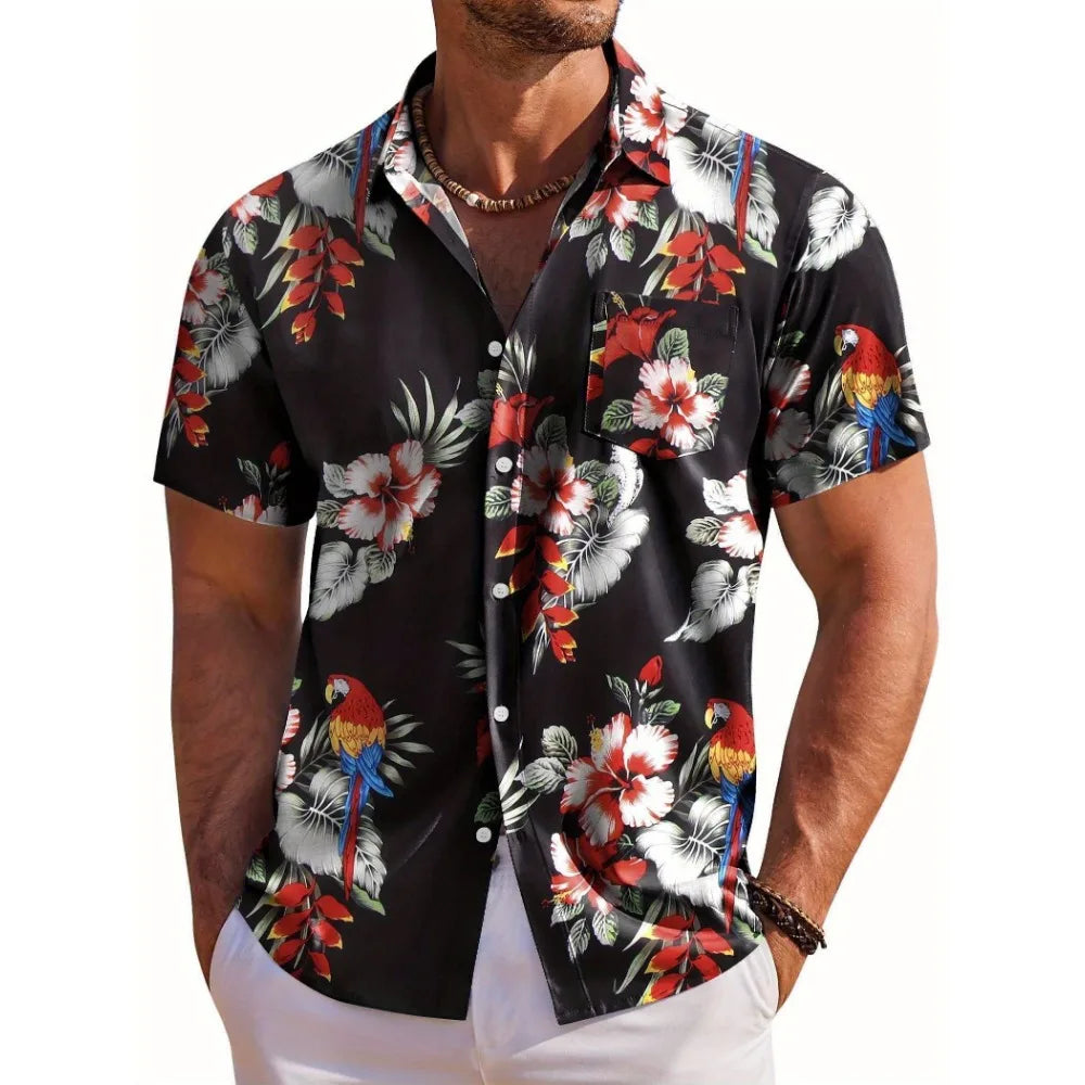 Camisa De Manga Corta Para Hombre Con Estampado Botánico De Vanthea