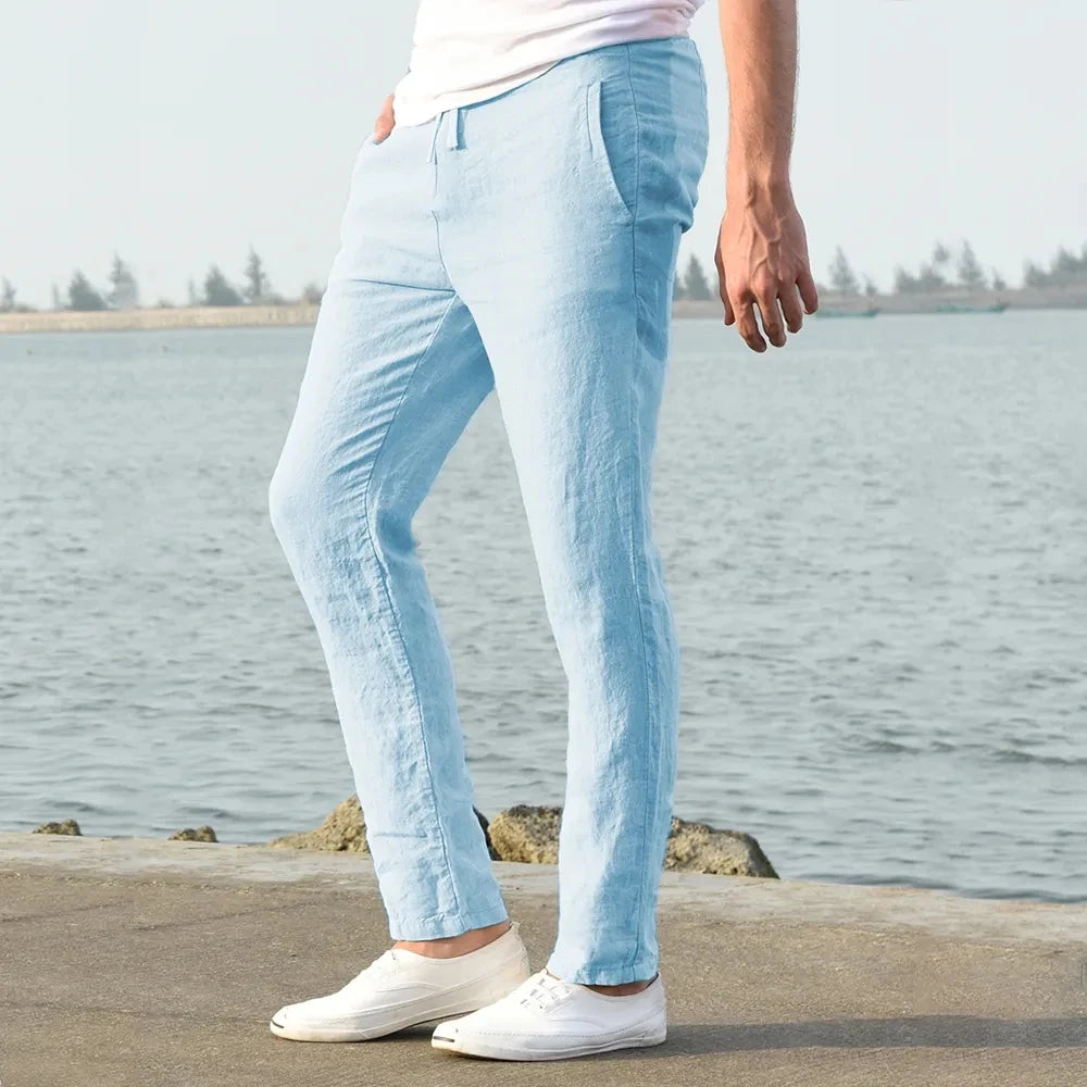 Pantalones Masculinos De Lino Transpirables Vanthea