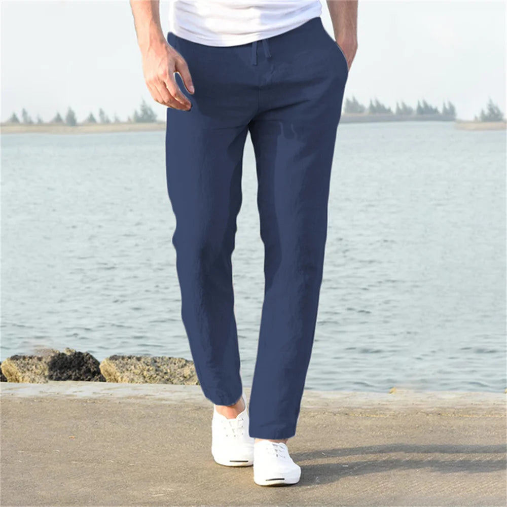 Pantalones Masculinos De Lino Transpirables Vanthea