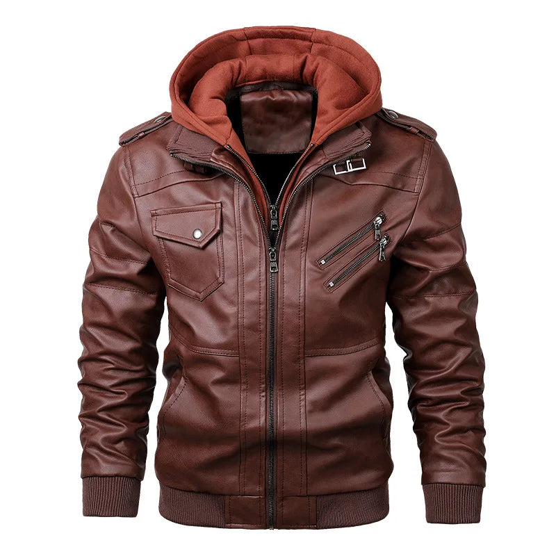 Chaqueta Masculina De Cuero Motociclista Otoño Vanthea