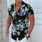 Camisa De Manga Corta Para Hombre Con Estampado Floral Tropical De Vanthea