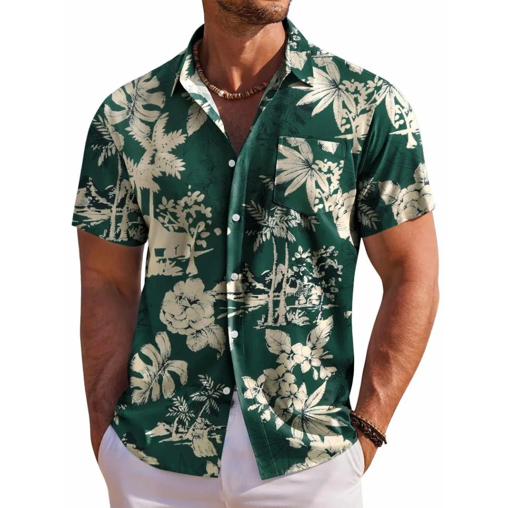 Camisa De Manga Corta Para Hombre Con Estampado Botánico De Vanthea