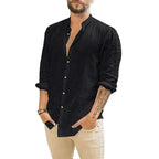 Camisa de hombre de manga larga de lino con cuello alto Vanthea