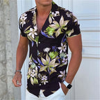 Camisa De Manga Corta Para Hombre Con Estampado Floral Tropical De Vanthea