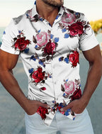 Camisa de manga corta para hombre con estampado floral de Vanthea