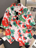 Camisa Masculina Floral Retro Suelta Playa Vanthea