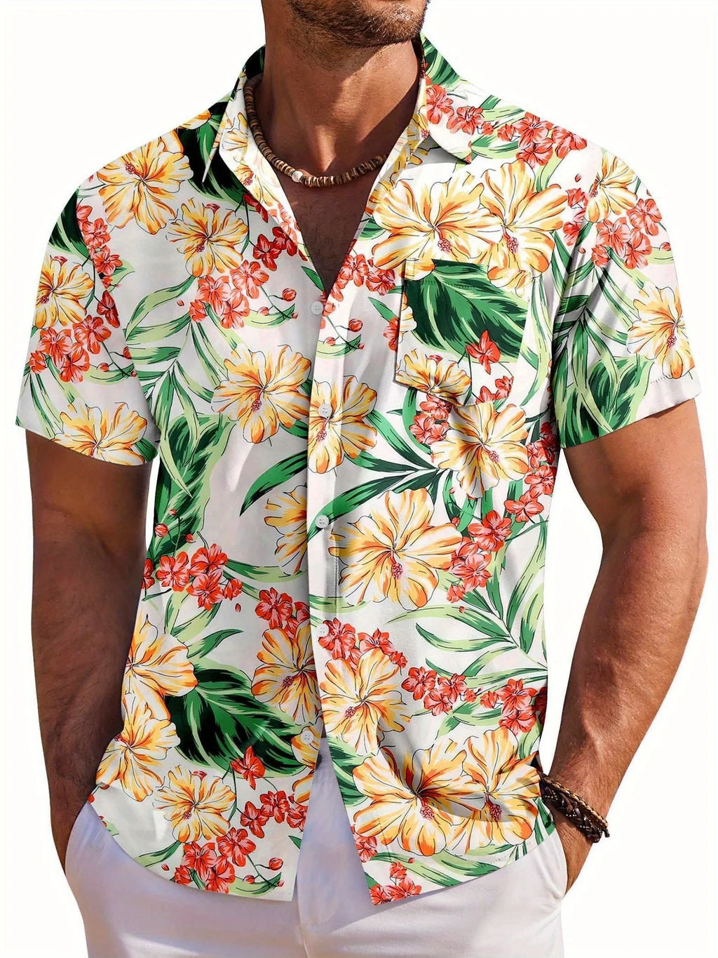 Camisa De Manga Corta Para Hombre Con Estampado Botánico De Vanthea