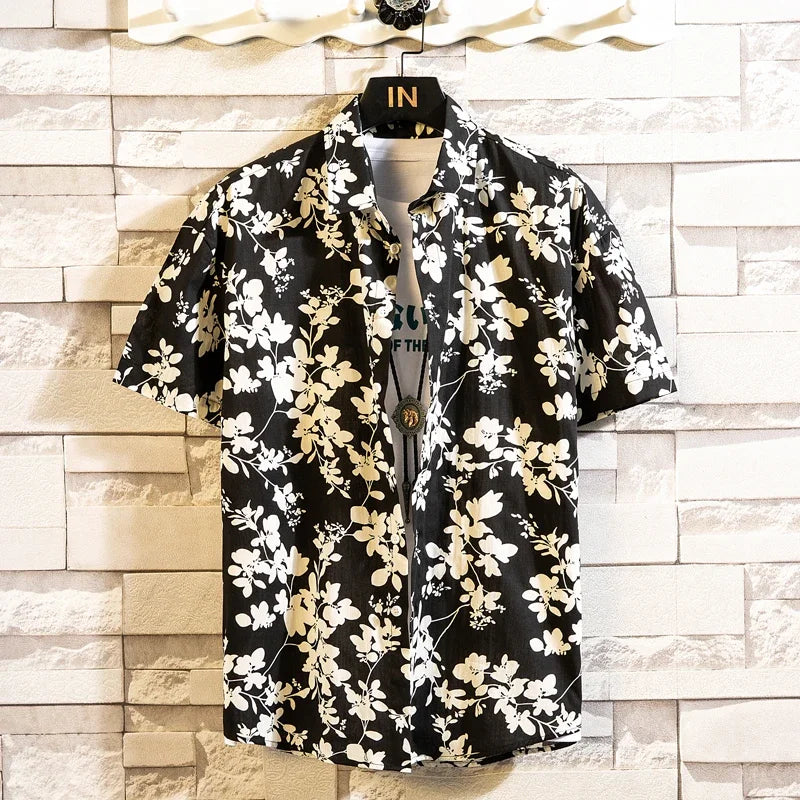 Camisa de manga corta para hombre con estampado hawaiano de Vanthea