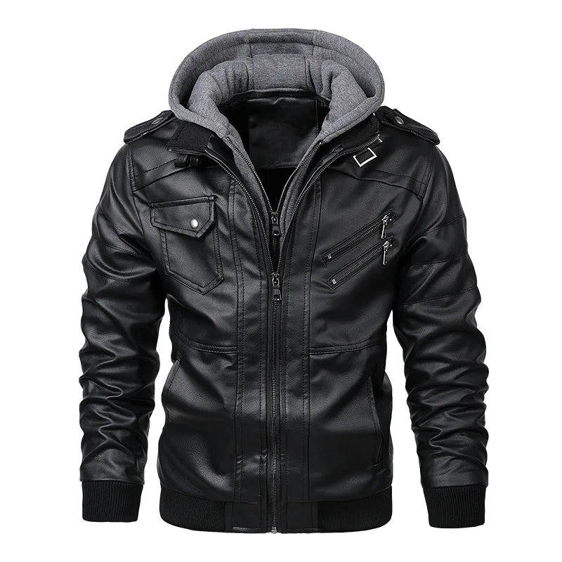 Chaqueta Masculina De Cuero Motociclista Otoño Vanthea