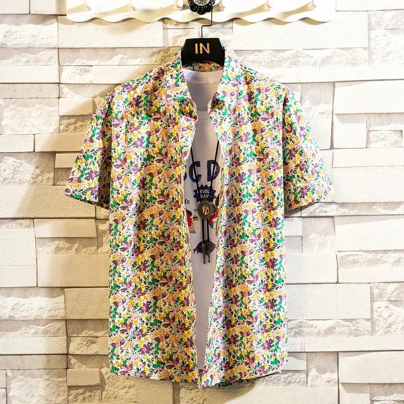Camisa de manga corta para hombre con estampado hawaiano de Vanthea