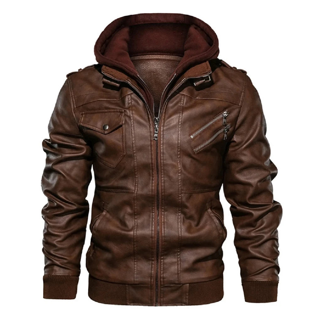 Chaqueta Masculina De Cuero Motociclista Otoño Vanthea