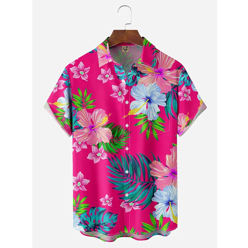 Camisa Masculina Floral Hawaiana Playa Vanthea