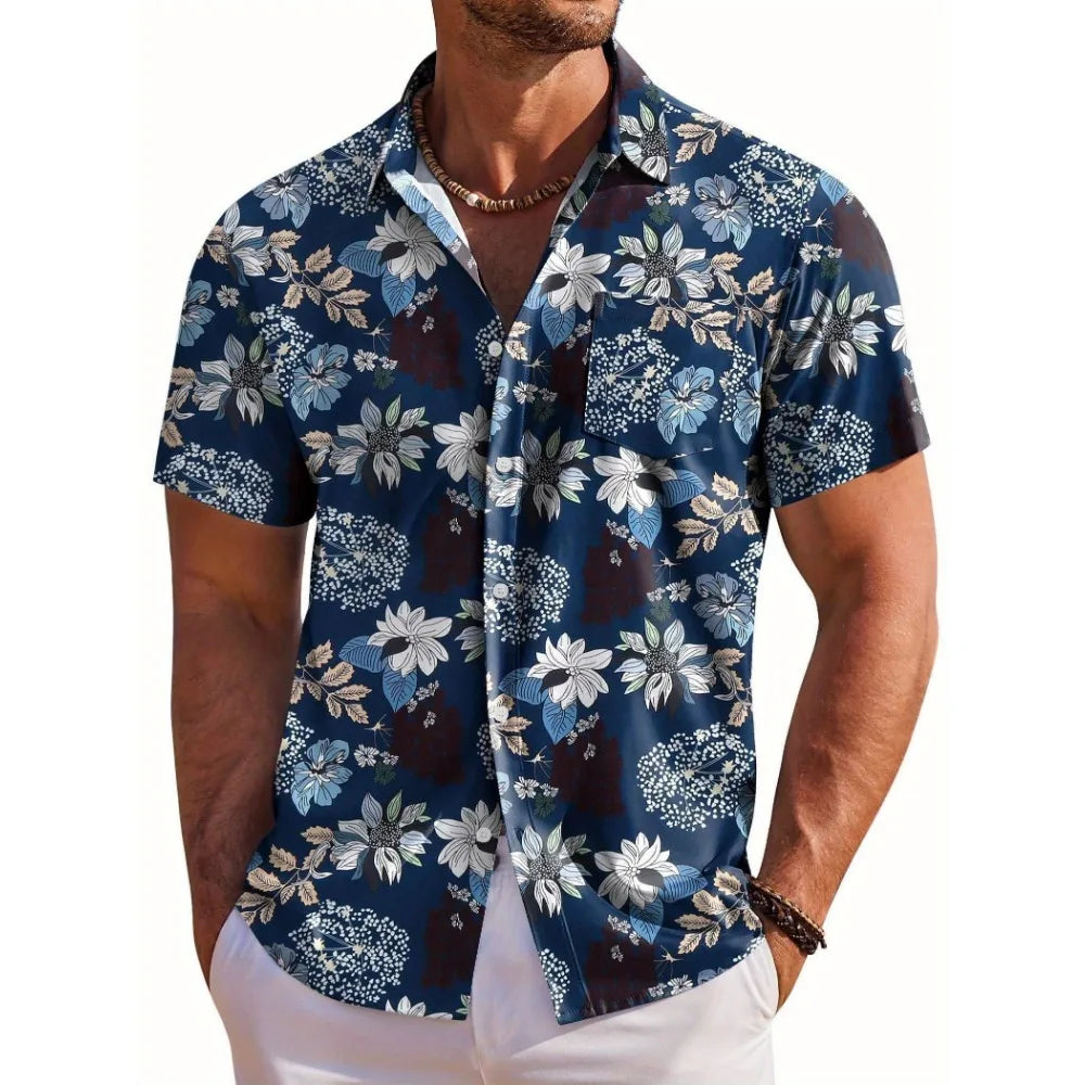 Camisa De Manga Corta Para Hombre Con Estampado Botánico De Vanthea