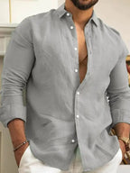 Camisa clásica de lino de manga larga para hombre Vanthea