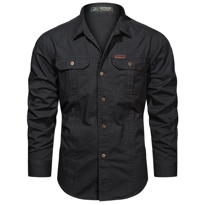 Camisa de manga larga con múltiples bolsillos para hombre Vanthea