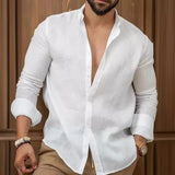 Camisa clásica de lino de manga larga para hombre Vanthea