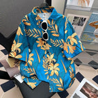 Camisa Masculina Floral Retro Suelta Playa Vanthea