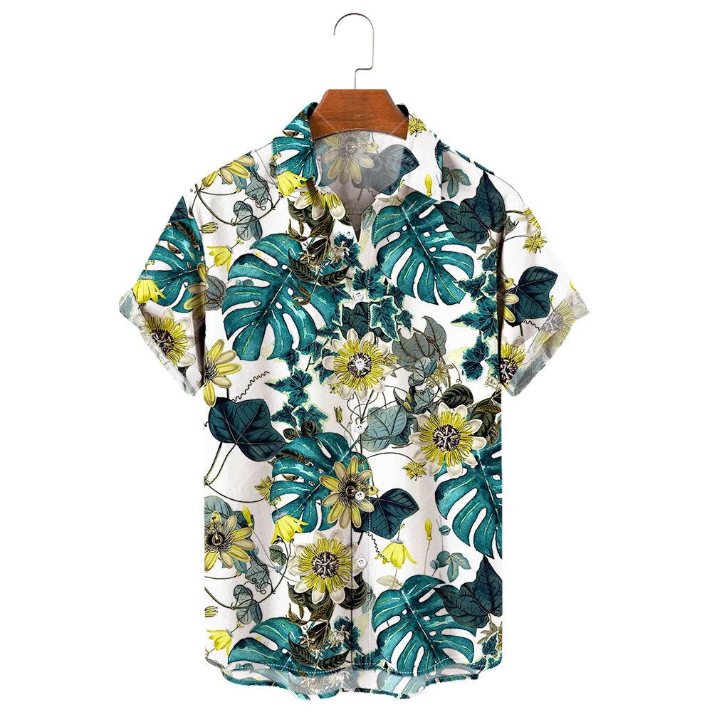 Camisa de manga corta para hombre con estampado de girasoles de Vanthea