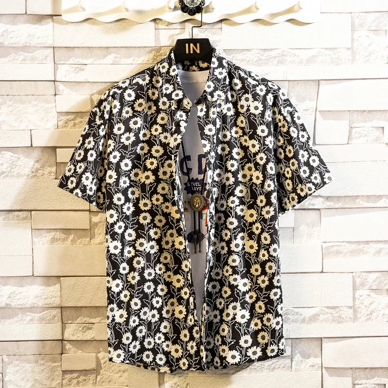 Camisa de manga corta para hombre con estampado hawaiano de Vanthea