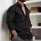 Camisa clásica de lino de manga larga para hombre Vanthea