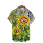 Camisa de manga corta para hombre con estampado de girasoles de Vanthea