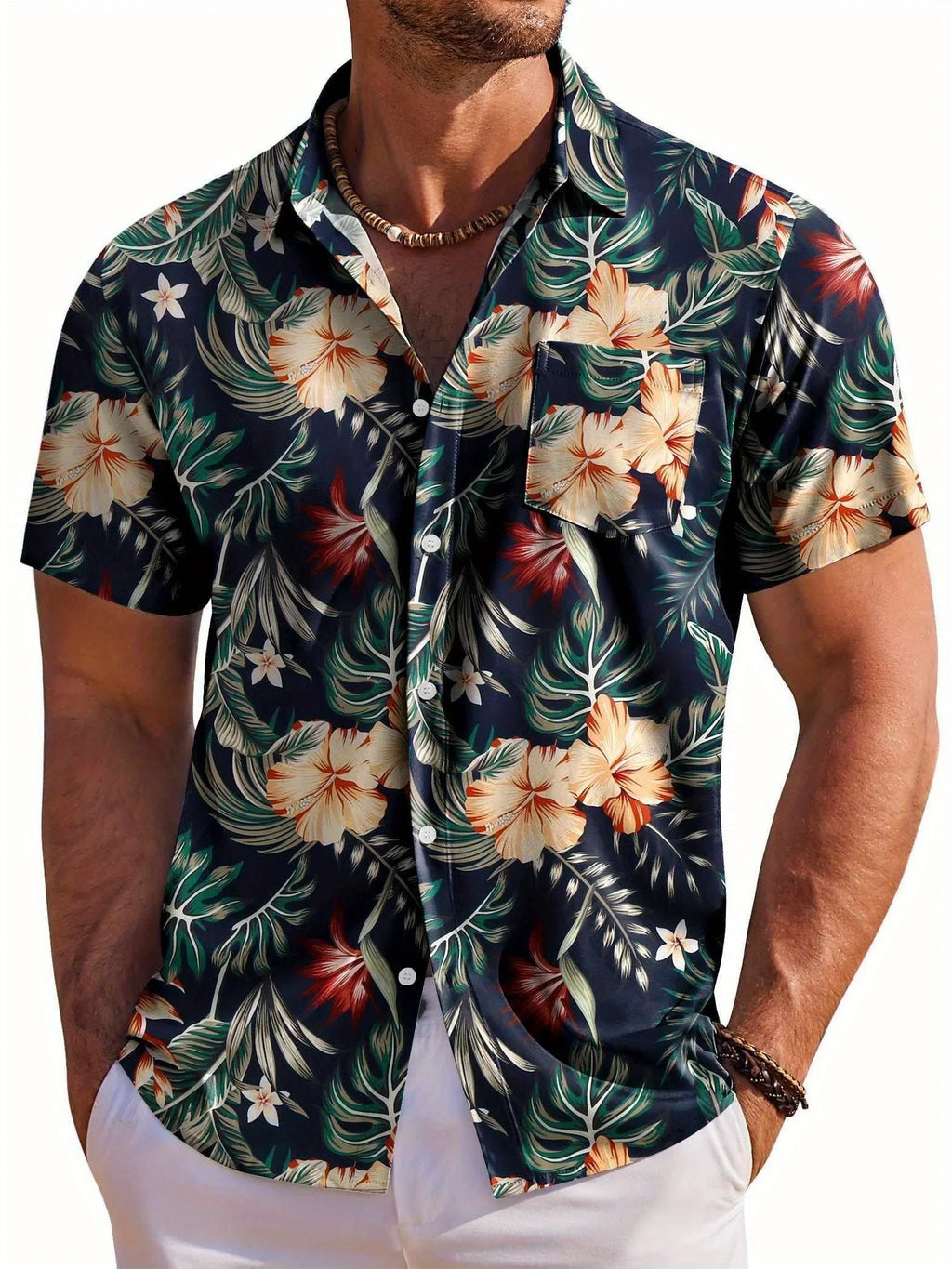 Camisa De Manga Corta Para Hombre Con Estampado Botánico De Vanthea