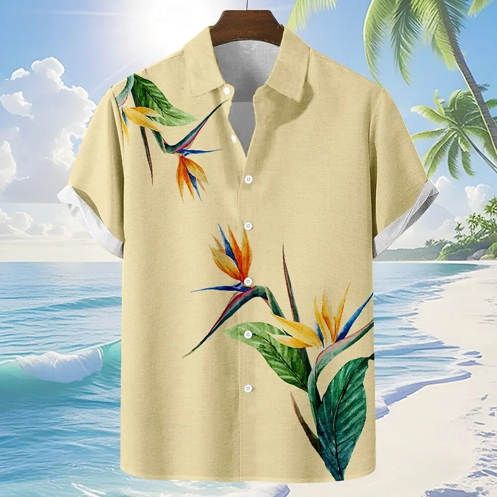 Camisa de manga corta para hombre con estampado floral tropical Vanthea