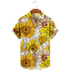 Camisa de manga corta para hombre con estampado de girasoles de Vanthea