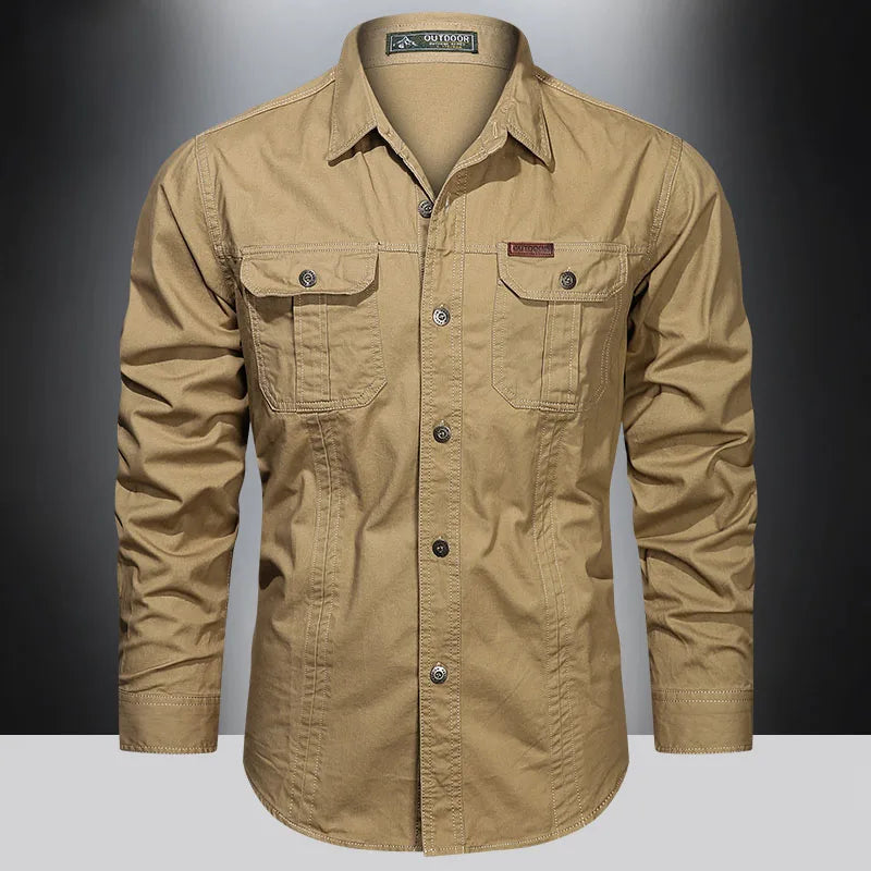 Camisa de manga larga con múltiples bolsillos para hombre Vanthea