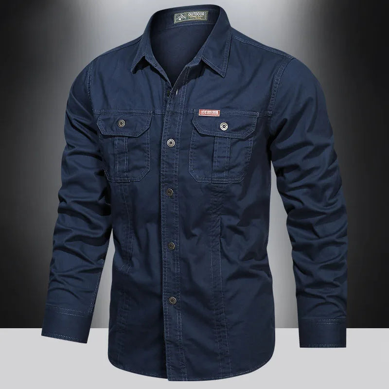 Camisa de manga larga con múltiples bolsillos para hombre Vanthea