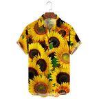 Camisa de manga corta para hombre con estampado de girasoles de Vanthea
